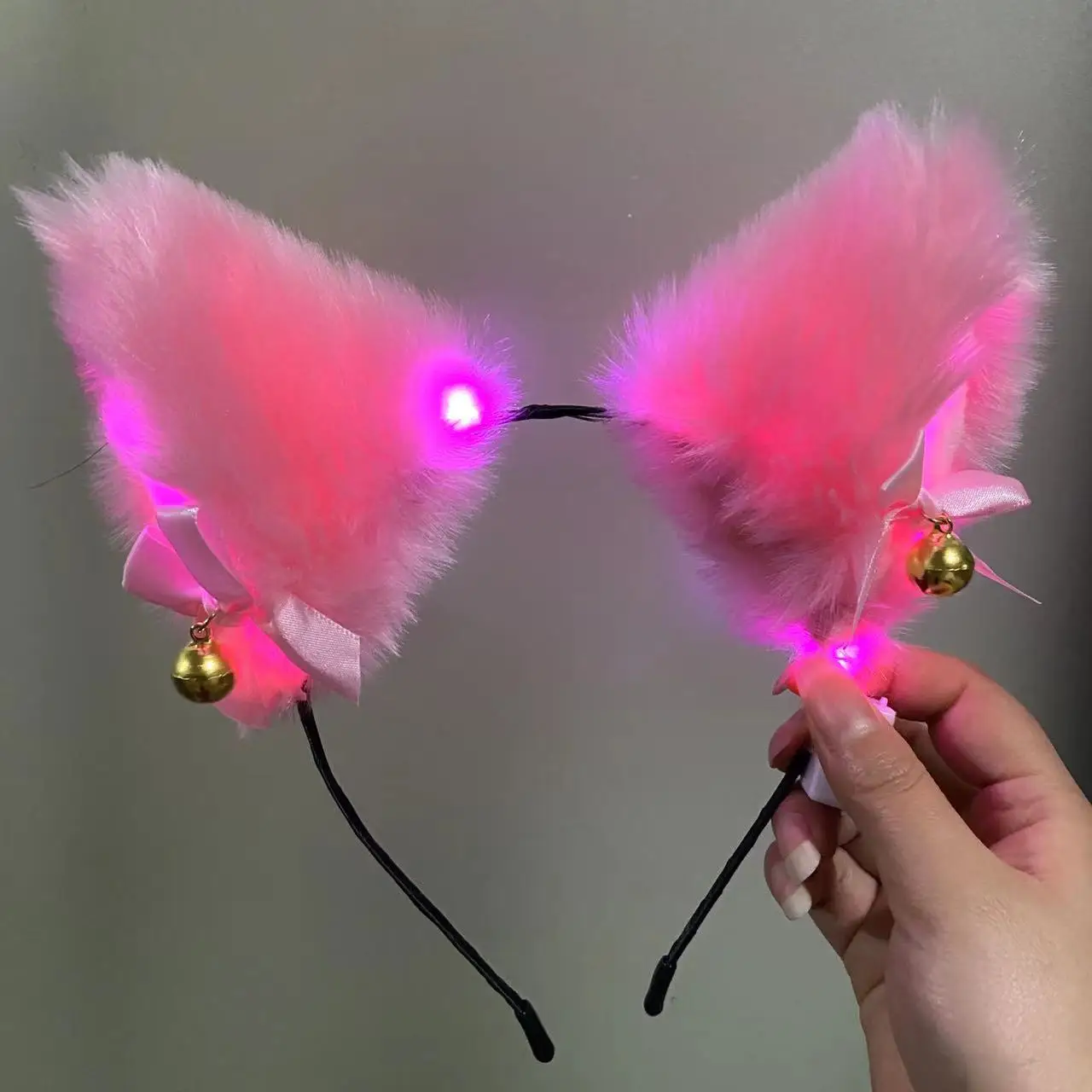 Soft Plush Lady Light-Up Cat Ears Headband Glowing Led Hair Band For Wedding Birthday Halloween Holiday Party Headwear Gifts