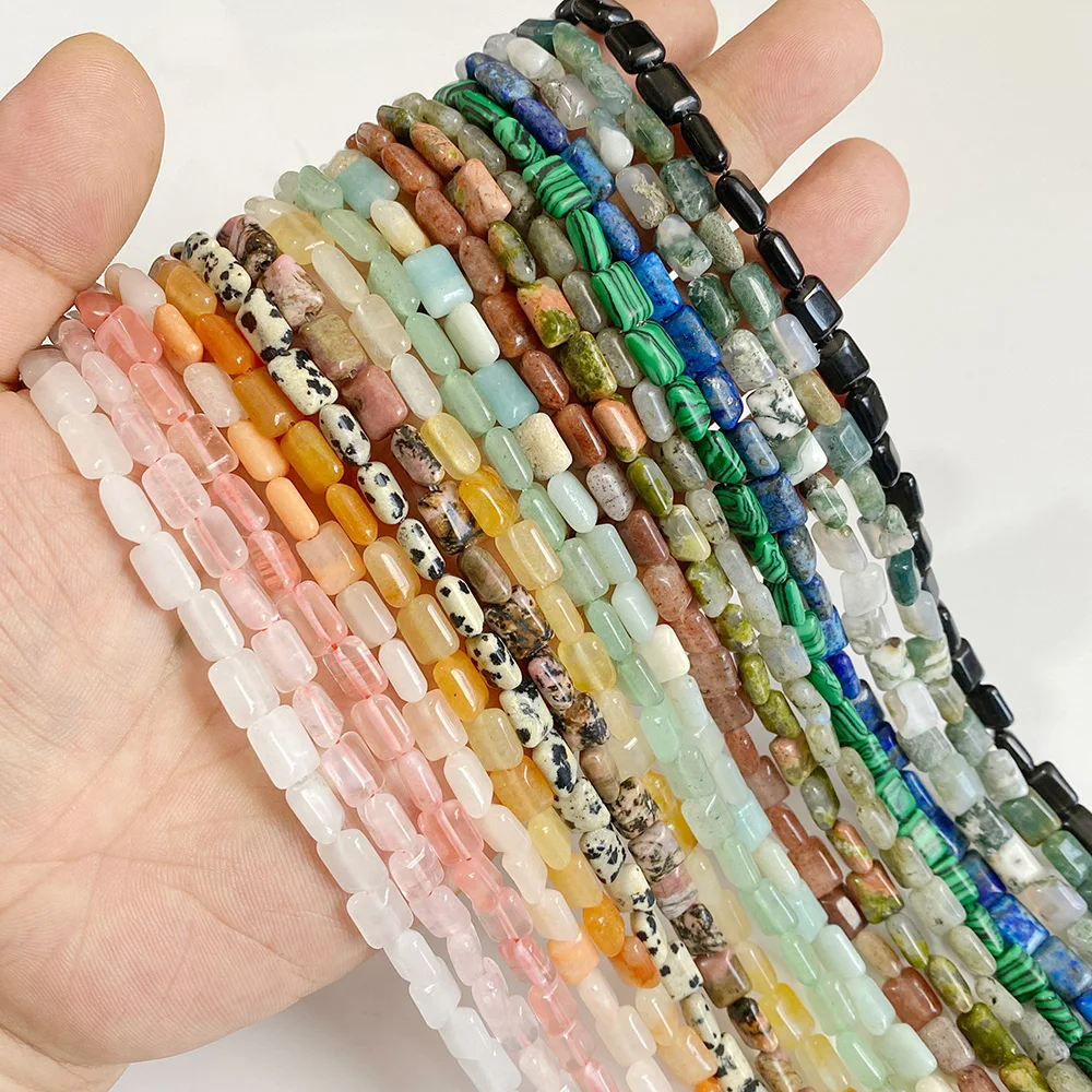 6x8mm Natural Stone Rectangle Beads Labradorite Agate Quartz Jasper Loose Spacer Bead For Jewelry Making DIY Necklace Bracelet