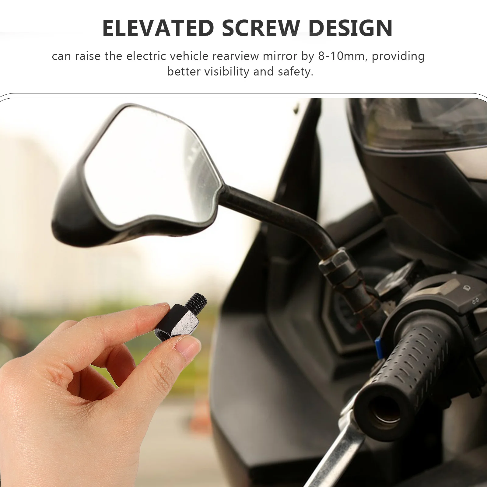 

2Sets Height Adjustment Screw for Motorcycle Mirror Mount 8-10Mm Lift Adapter Enhanced Universal Fit Reverse