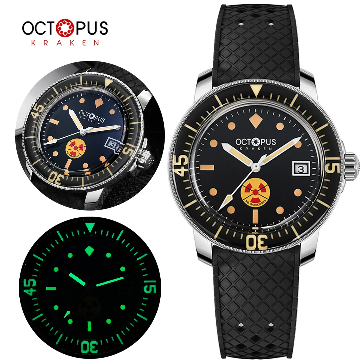 Octopus Kraken 40mm Dive Watch PT5000 Automatic Movement 300M Waterproof 316L Stainless Steel Sapphire Crystal Luminous Watches