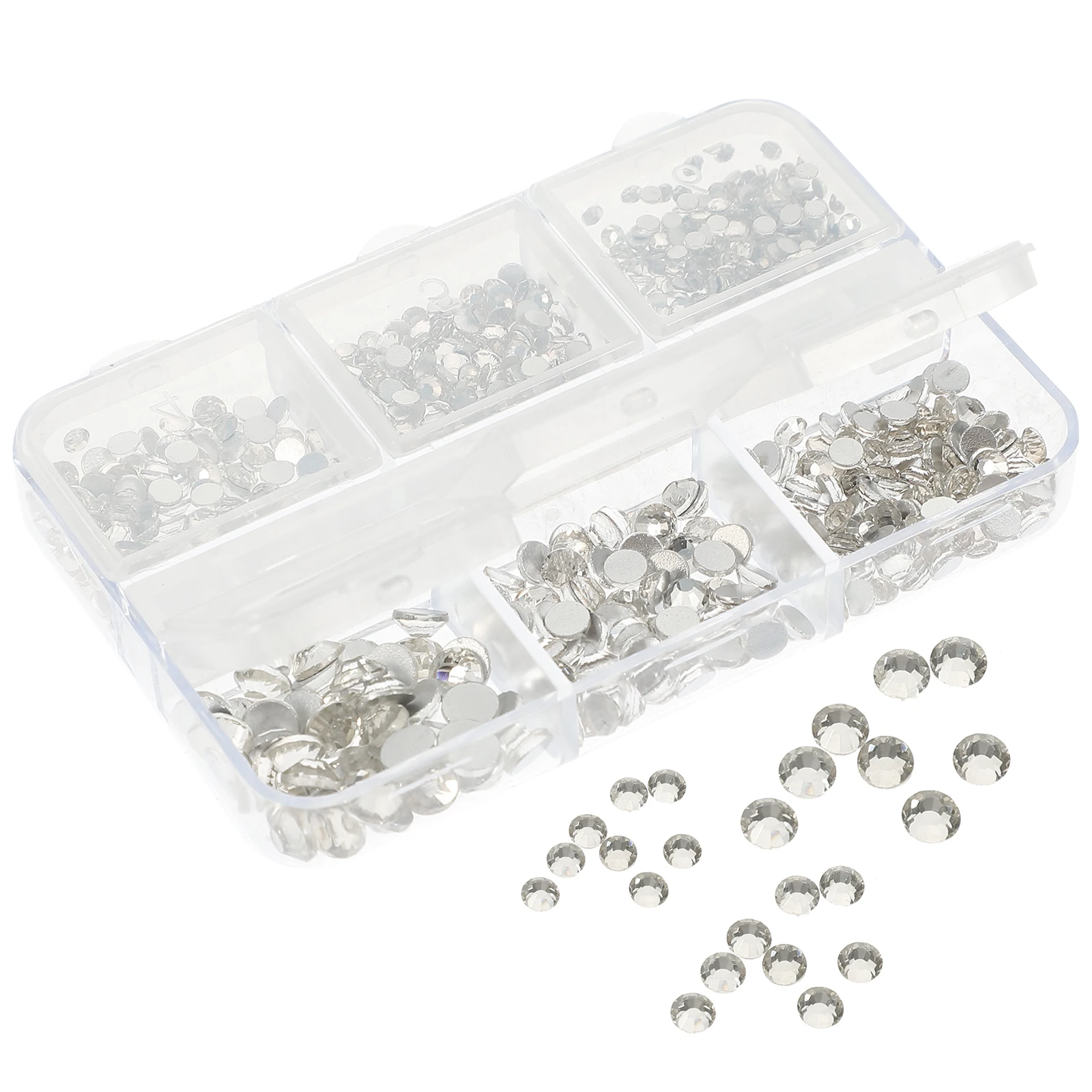 1 scatola di adesivi per unghie con strass, ciondoli con retro piatto per decorazioni per nail art, manicure, accessori fai da te, ornamenti artigianali