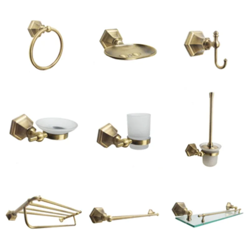 China Cheap Complete 6pcs antique Bath Hardware Sets gold toilet Bathroom Accessories set