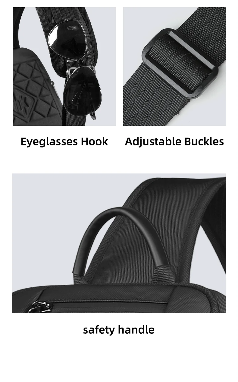 Heroic Knight Modische Umhängetasche für Herren, multifunktionale Fahrrad-Umhängetasche, wasserdicht, USB-Reise-Umhängetasche, lässige Brusttasche – Detail 15