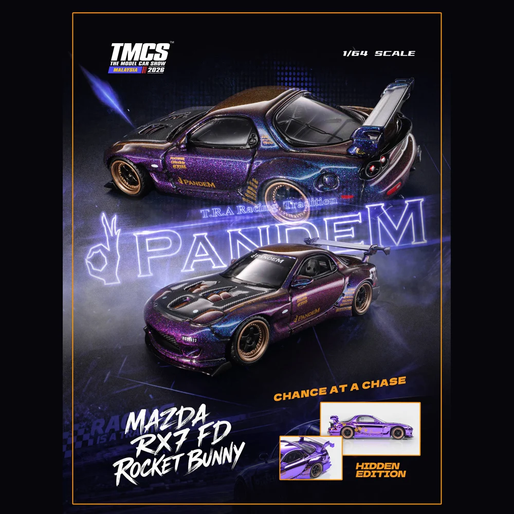 

MODELMODEL 1/64 RX-7 Rocket Bunny Wide Body Diecast Alloy Model Car with Display Case Limited Collectible Gift
