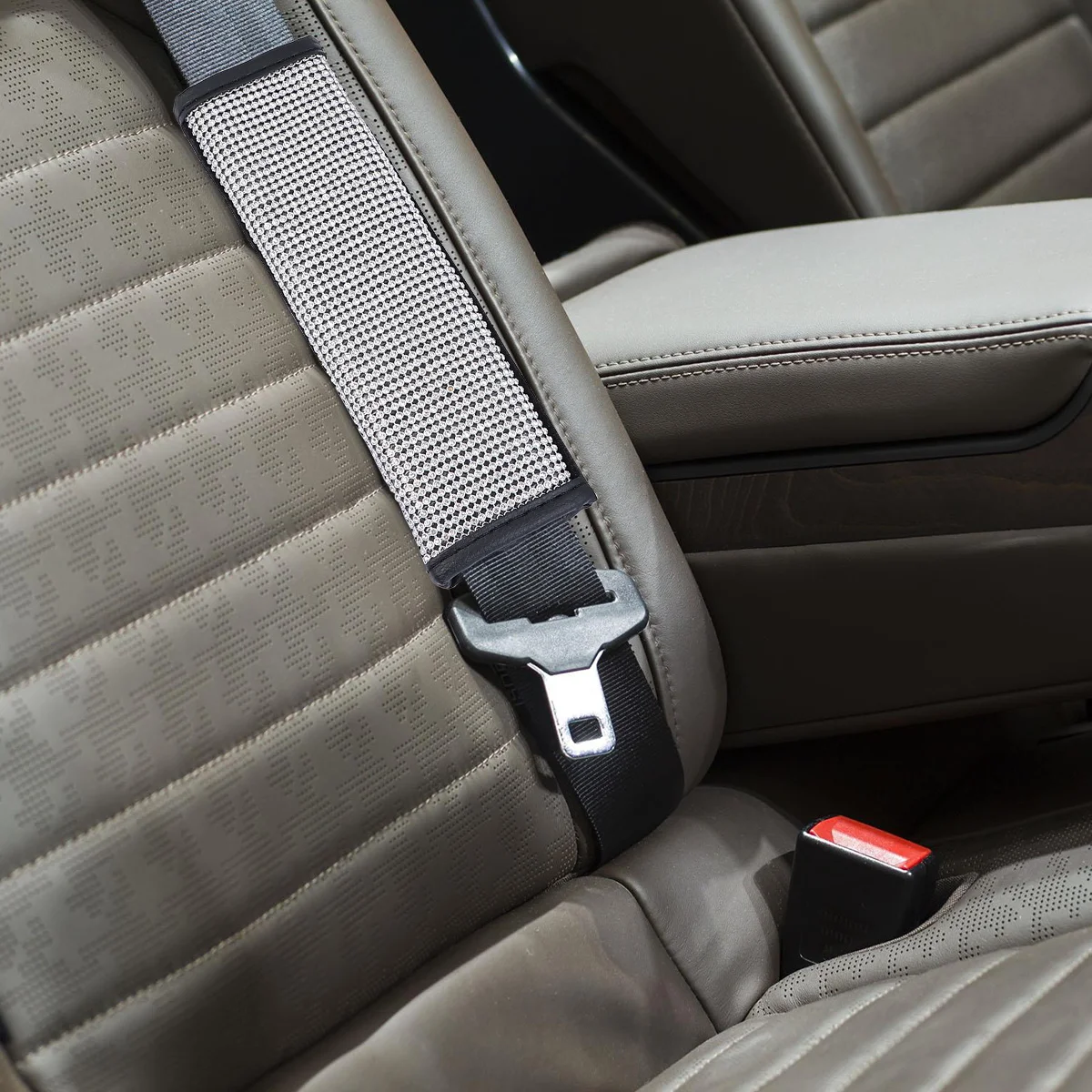 

2pcs Safety Belt Shoulder Pads Pu Crystal Rhinestone Car Accessories Waterproof Auto Decor Motorcycle Gear