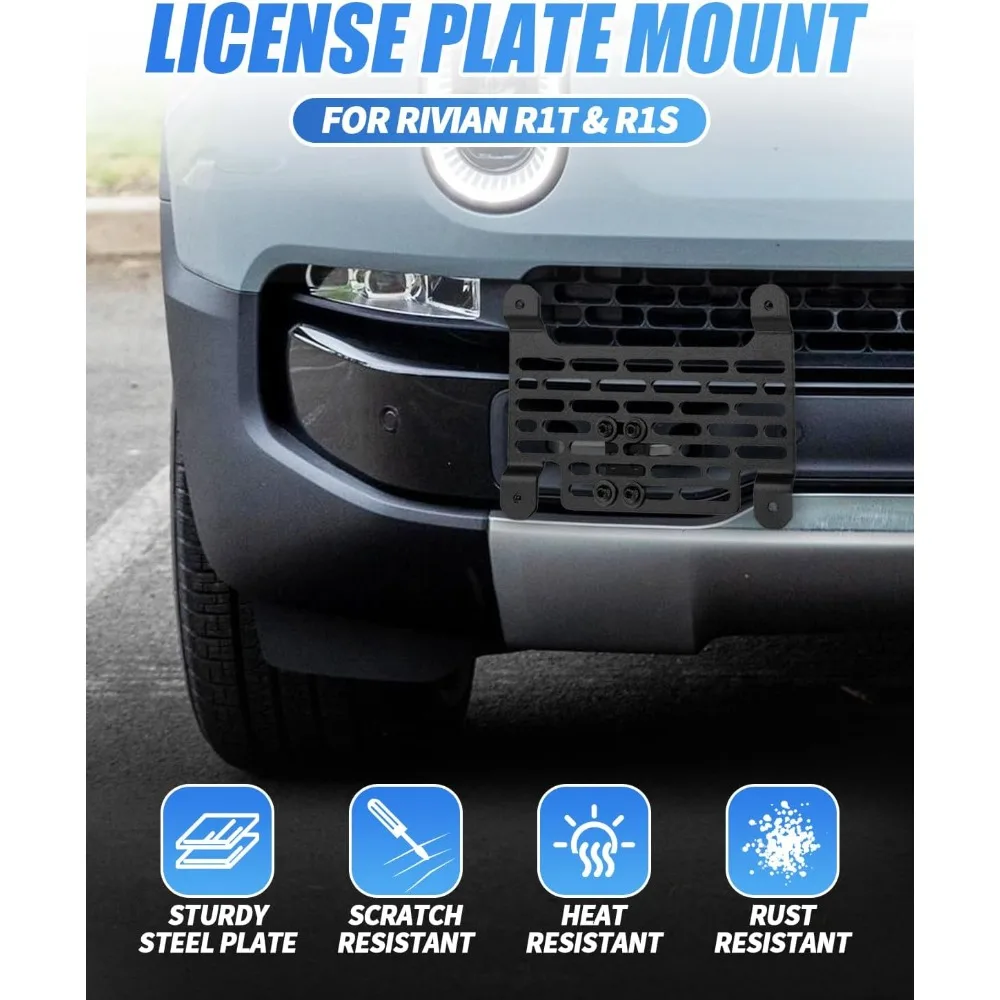 

Front License Plate Bracket Holder for Rivian R1T/R1S Tow Hooks License Plate Frames Mount