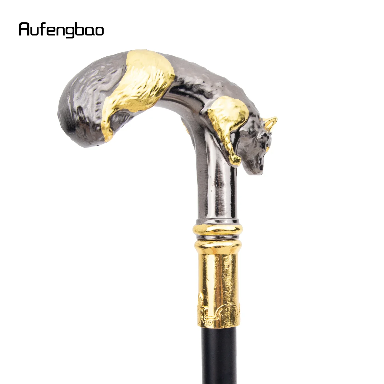 Golden Black Wolf Walking Cane แฟชั่นตกแต่งเดิน Stick สุภาพบุรุษ Elegant คอสเพลย์ Cane KNOB Crosier 90 ซม