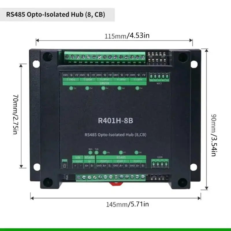 U55C Opt Isolation Enable RS485 Hub Providing Configurable Port and Transparently Data Transfer Enhancing Reliability
