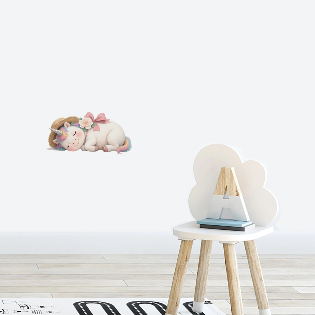 Three Ratels CEE201 Cute sleeping unicorn cartoon Wall stickers for decorating children's bedrooms