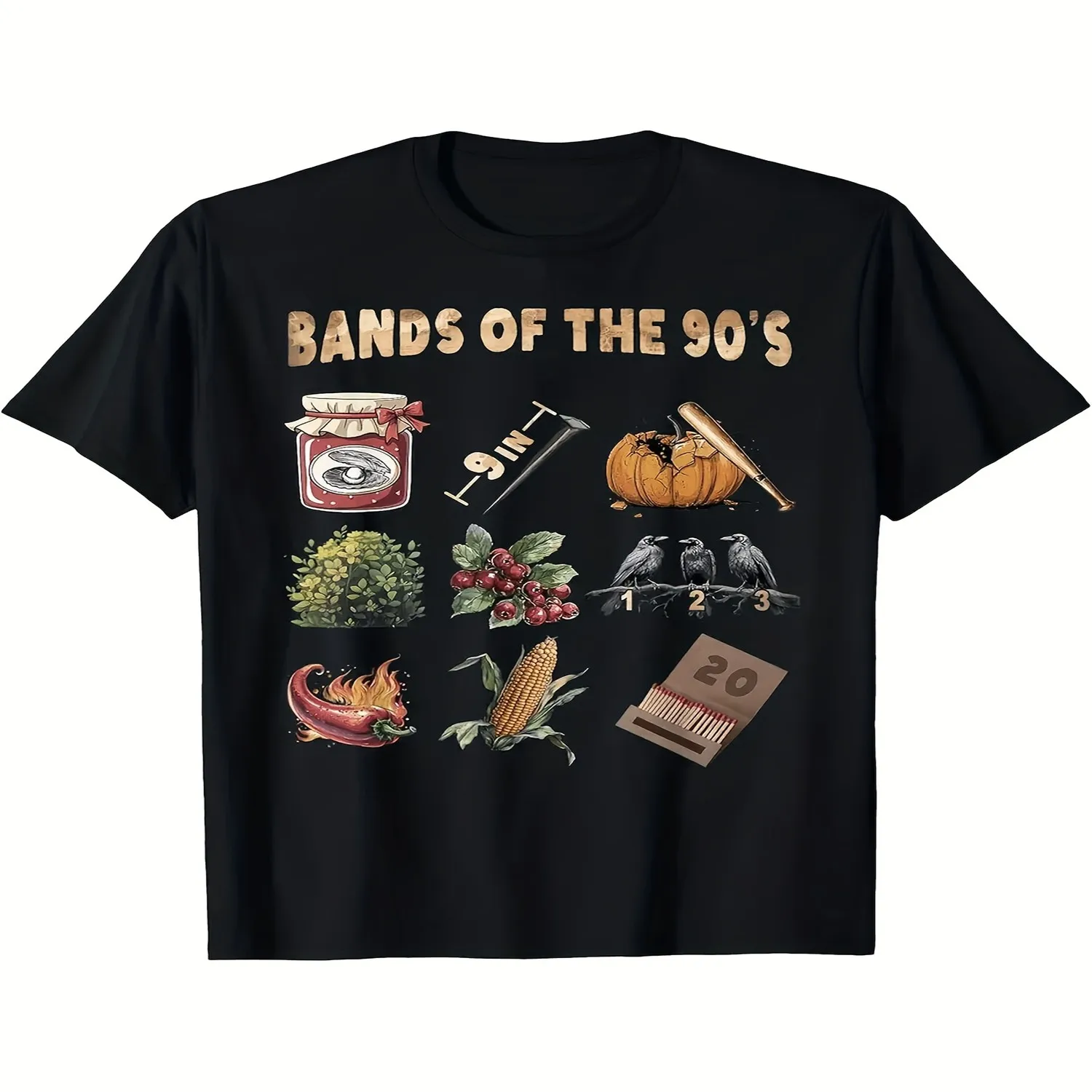 Men's Women's Suitable for 90s Retro Band T-Shirt - Vintage Iconic Music Tee with Iconic Bands Logos Symbols, Crew Neck Casual Shirt for Couples, Class of 2027 Graduation Gift, Nostalgic Unisex gift for men, everyday wear tee