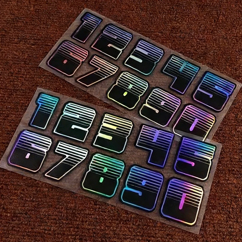 

2pcs 0123456789 Black Stripe Number Stickers Laser Material for Car Motorcycle Racing Helmet Electric Bike Bicycle General Decor