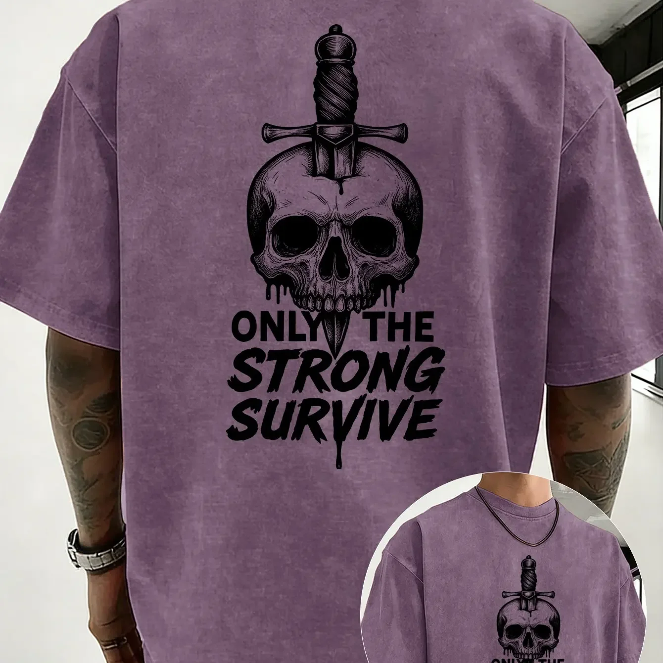 Spring and summer 100% cotton men's and women's pickled short sleeved T-shirts, skull pattern printed hip-hop street style
