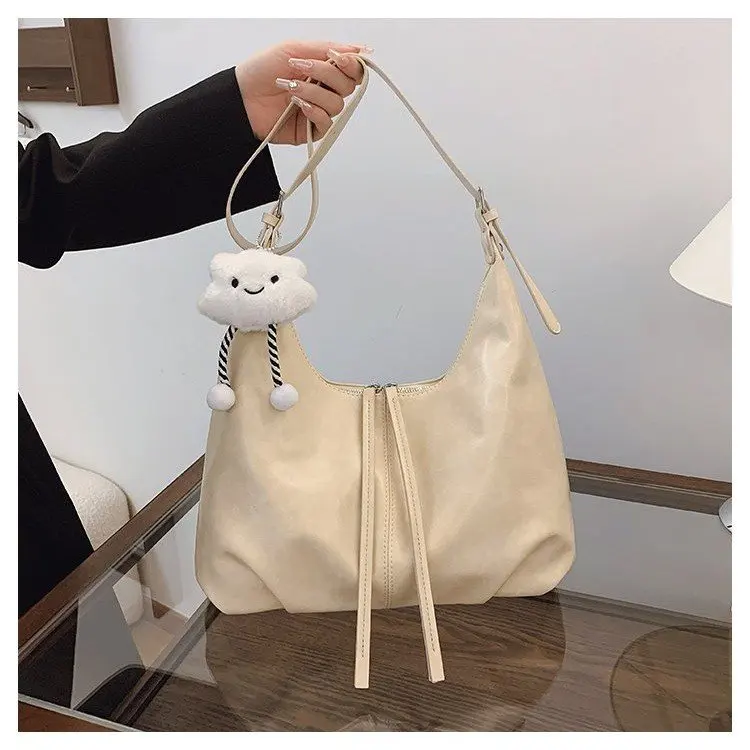 

Осень 202, новинка 202, плиссированная большая сумка на молнии, модная повседневная сумка для подмышек, универсальная сумка в стиле ретро