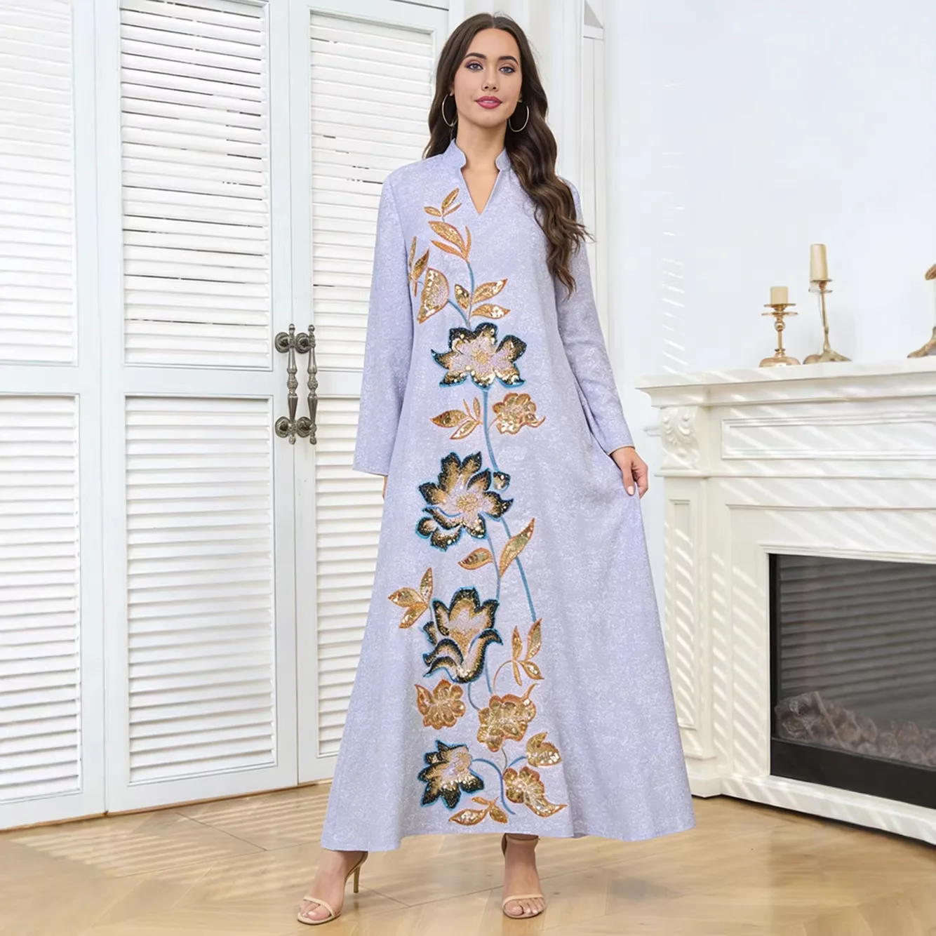 

Dresses Women Eid Muslim Long Dress Abaya Sequins Dubai Jalabiya Ramadan Morocco Party Vestidos Abayas Kaftan Islam Maxi Gown