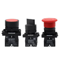 22mm XB2- EA31 EA42 ED25 EC42 ES542 순간 플랫 푸시 버튼 스위치, 1NO 1NC 10A 자동 재설정 전원 활성화 스위치 빨간색 녹색