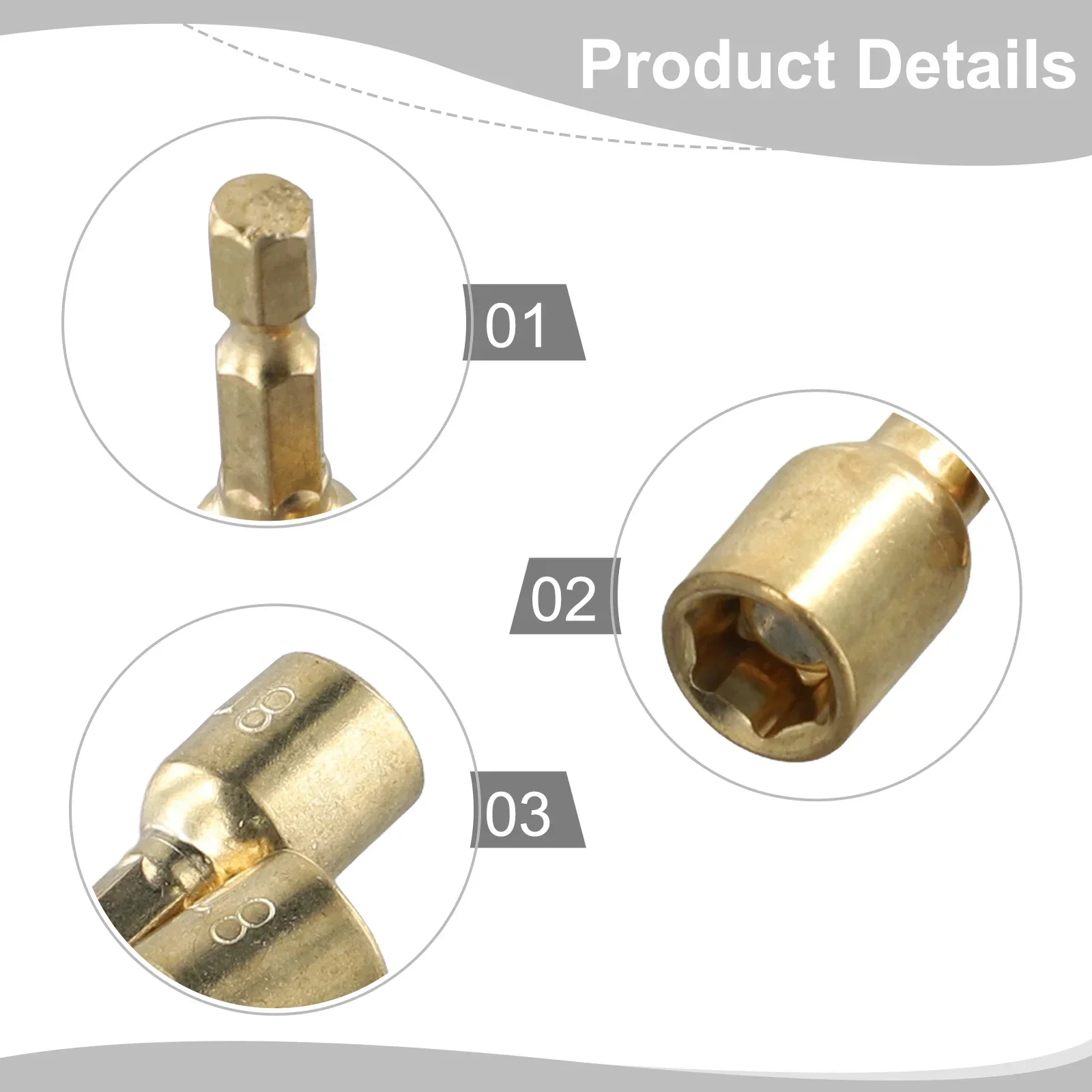 2pcs Hex Socket Magnetic Nut Driver Adapter 8mm 1/4inch Hex Shank Socket Bit For Pneumatic And Electric Screwdrivers