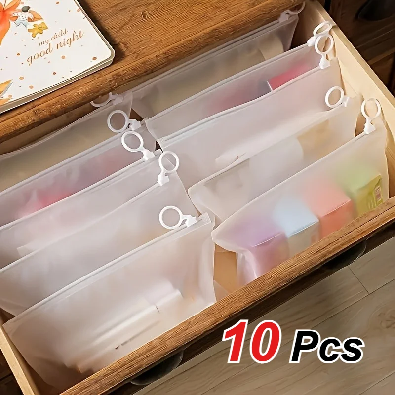 10 Stück transparente PVC-Aufbewahrungsbeutel mit Reißverschluss und Griff, geeignet für Reisen, Basteln, Bürobedarf