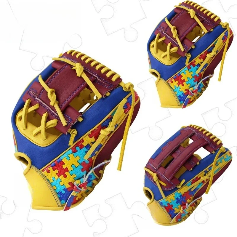 All-Cowhide Hard Baseball Gloves Adult Professional Outfield Fielding Puzzle Printing Softball Universal