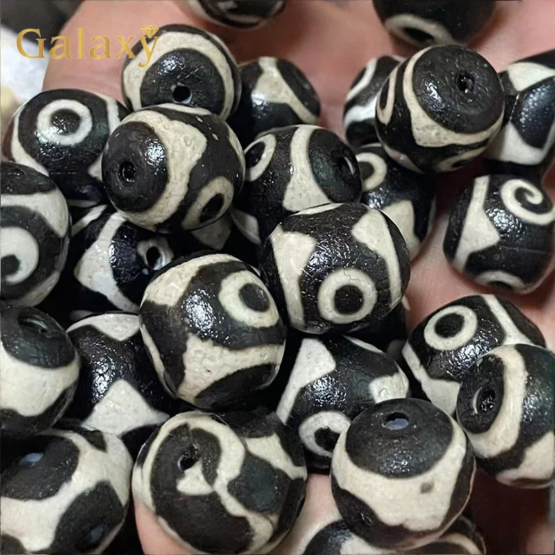 

5-10PCs Tibetan old Dzi Black Agate Etched Bead 14x16mm Three-eyed Buddha for for DIY Charm Bracelet Necklace Jewelry Making