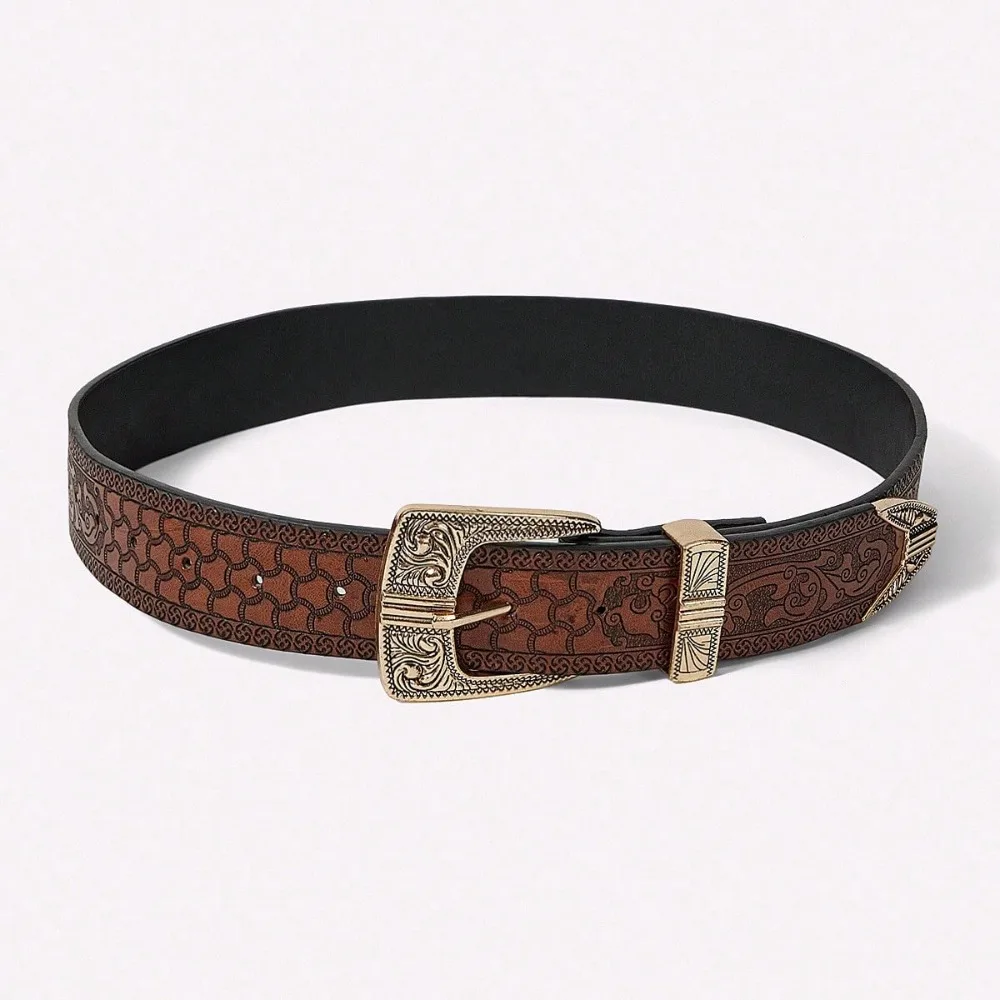 1 Piece of Retro Patterned PU Belt, Simple, Practical and Multifunctional