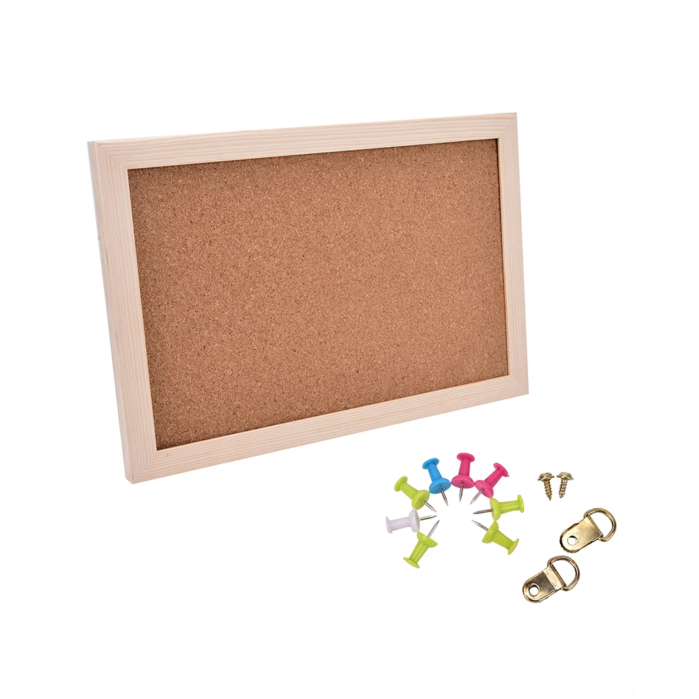 Cork Board Wooden Frame Memo Message Notice Board Hide Pin Holes DIY Photo Display Home Decorations School Office Accessories