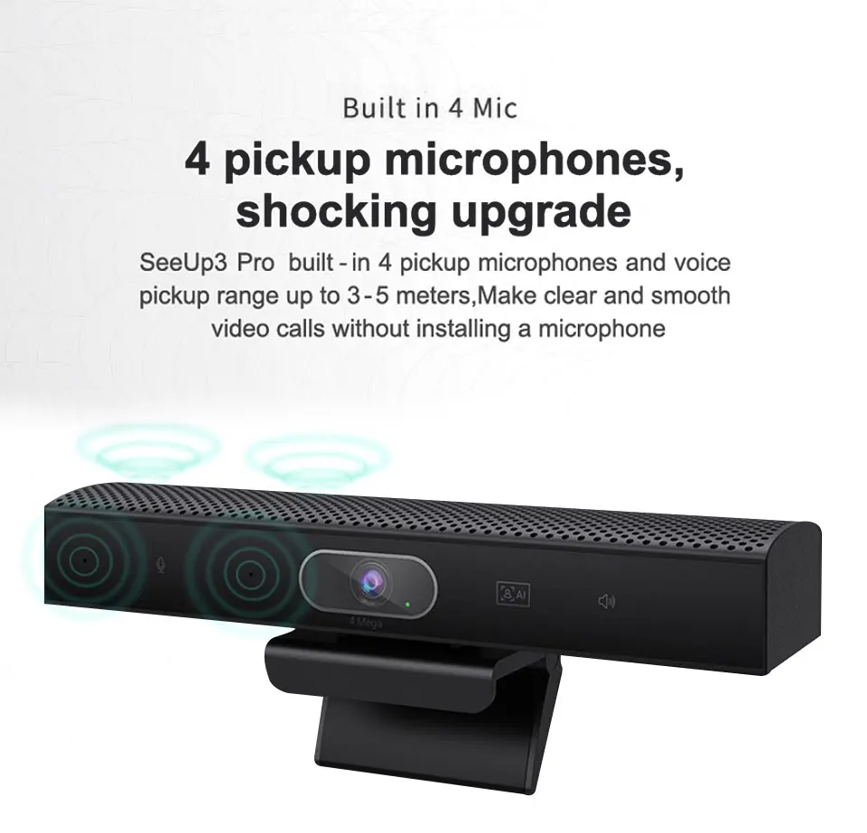 4K/2K/1080P Webcam USB2.0 Built in 4 Mic Recording 90°Wide Angle Portable Mini Camera for Streaming Online Teaching Video Callin