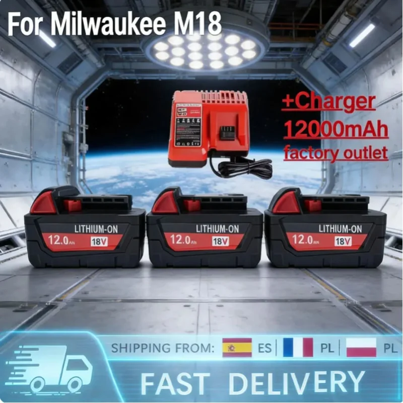 M18 18V 12,0Ah Ersatz-Lithium-Akku für Milwaukee M18 48-11-1815 48-11-1850 2604-22 Batterie