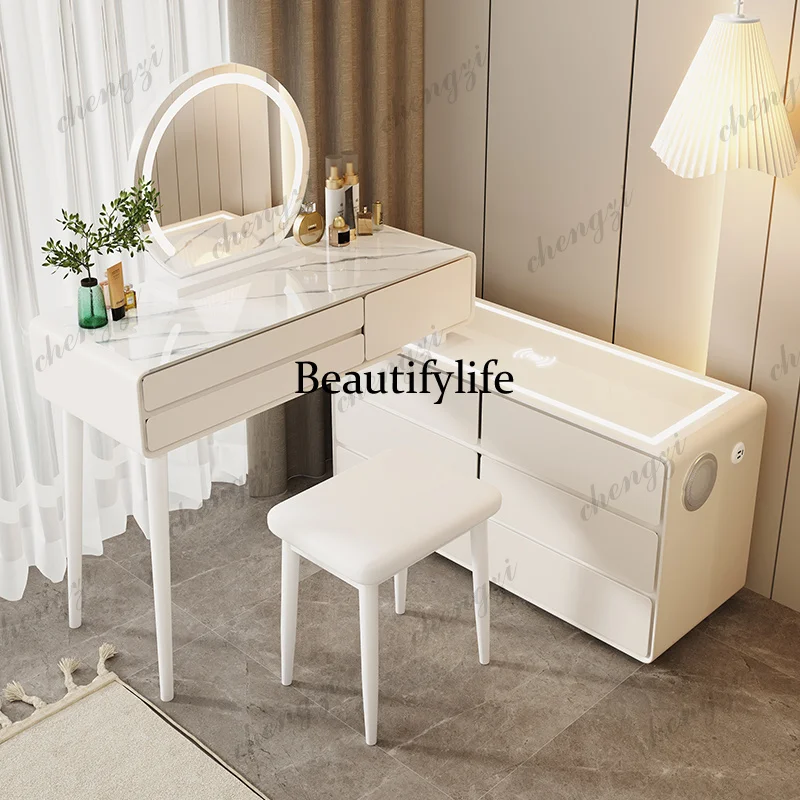Luxury White Wooden Dresser Mirror Set Drawer Girls Makeup Dressers Storage Organizer Coiffeuse Chambre