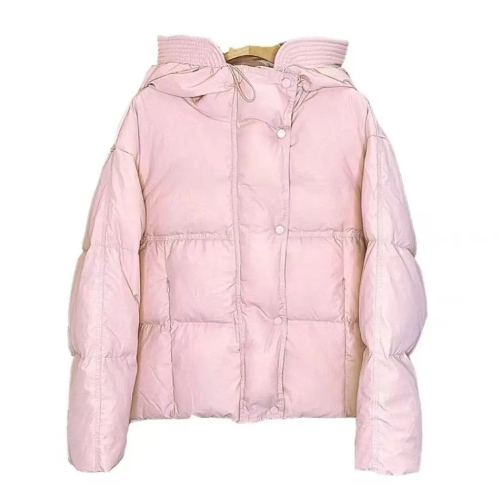 

New Winter Style Small Student Hooded Jacket for Women Sweet Cute Cream Croissant Milk Fufu Short Cotton Trendy Clothing