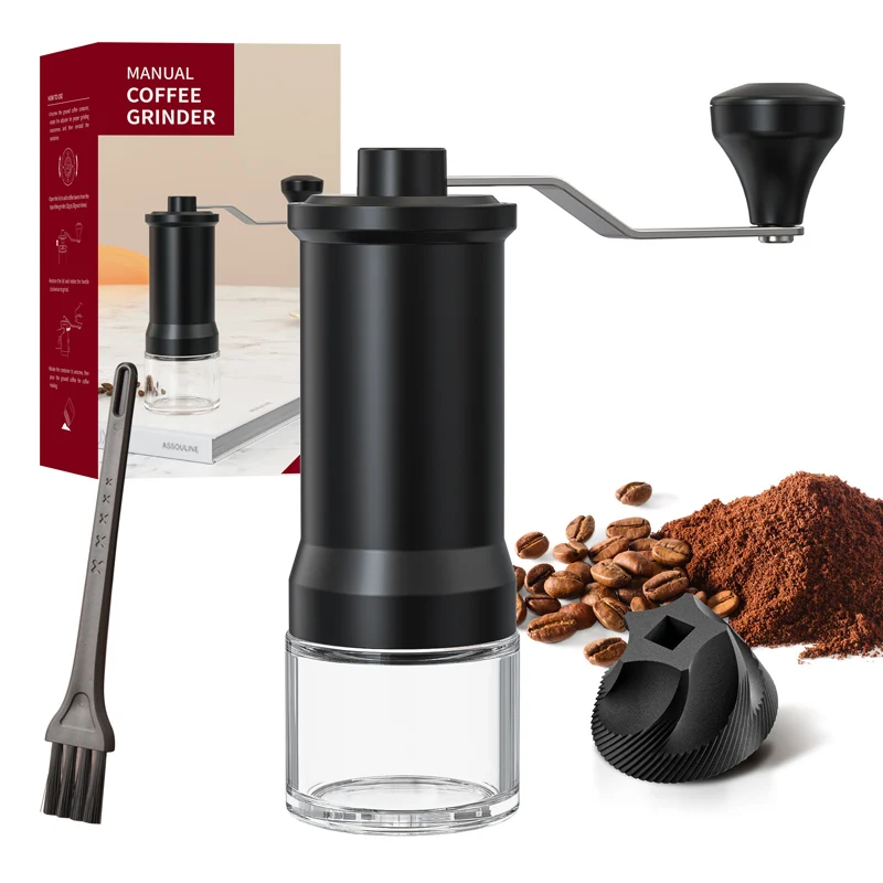 Manuelle Kurbel-Kaffeemühle, manuelles Pulverschleifwerkzeug, tragbare Kaffeezubereien für den Haushalt, bequem zu tragen.