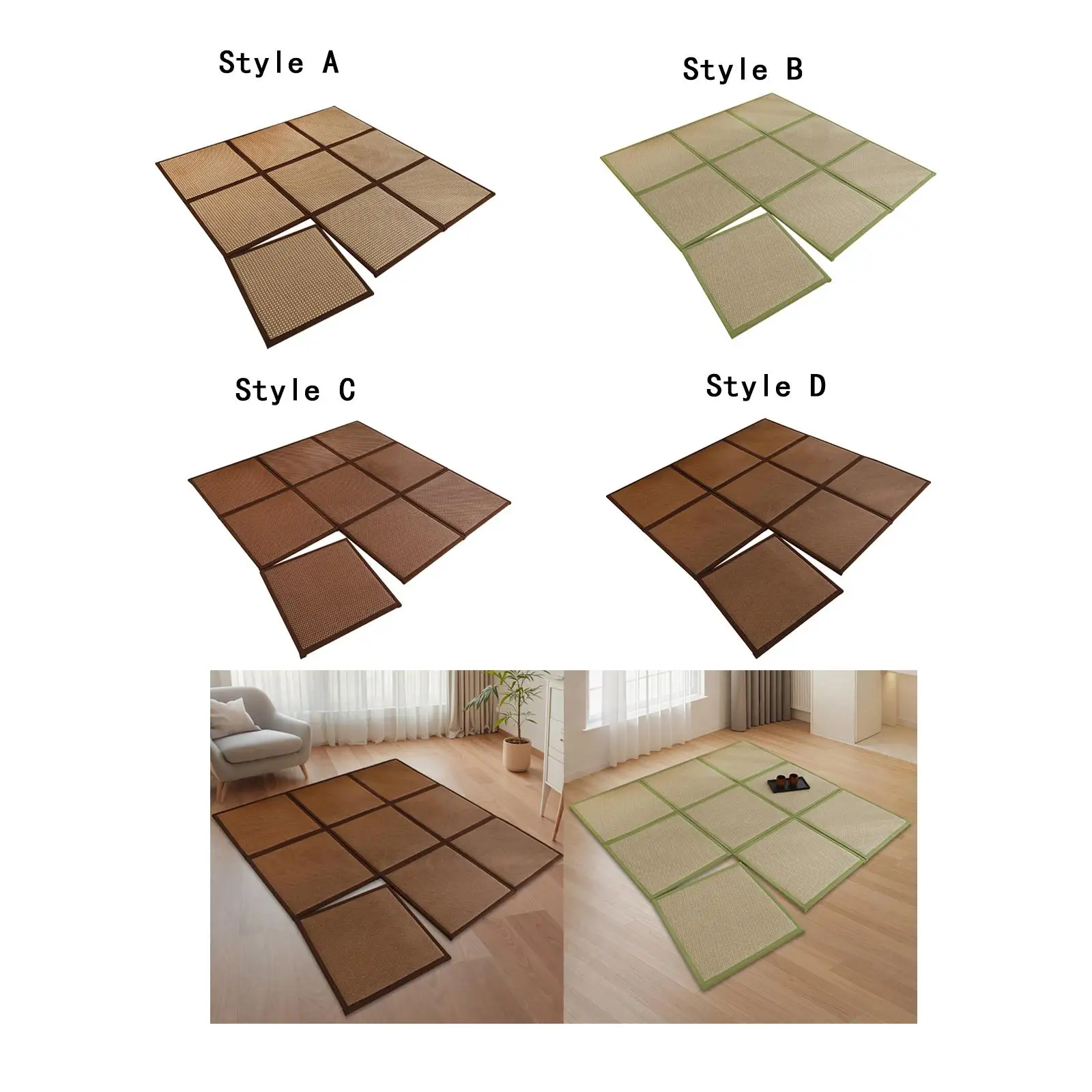 

180x180cm Rattan Japanese Tatami Mat Breathable Crawling Playmat for Bedroom