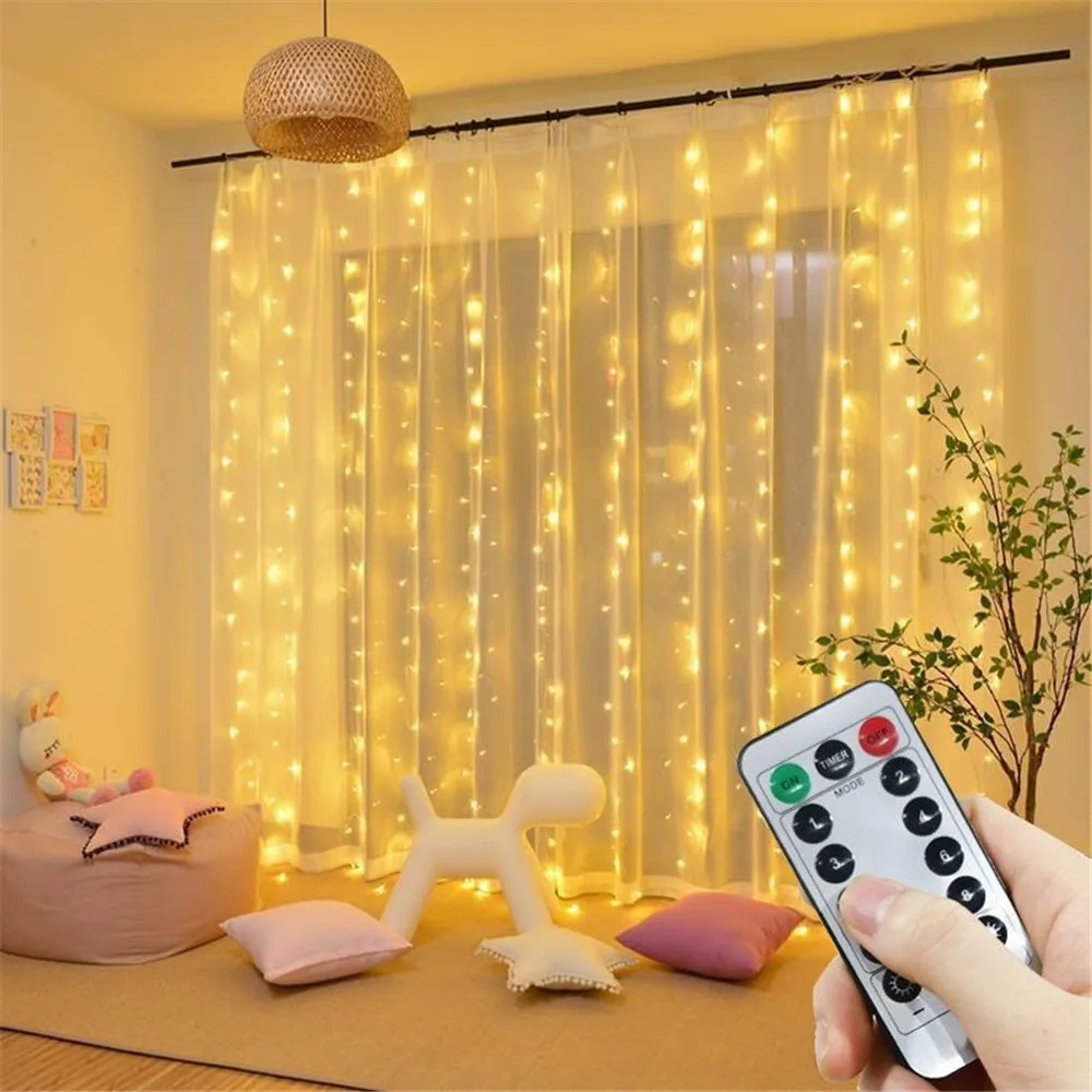 2025 USB Curtain Lights Fairy String Lights Led Bedroom Lights Decoration Wedding Christmas Decoration for Home Navidad 2024