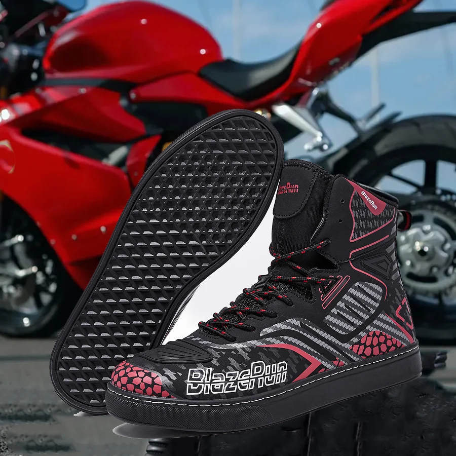 

Мотоциклетная обувь, повседневные мужские ботинки для верховой езды, повседневная обувь на плоской подошве, защита от столкновений, активный отдых на свежем воздухе