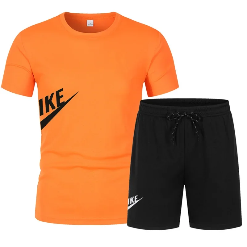2025 Men's summer T-shirt and shorts set, men's breathable sportswear set, casual and fashionable short-sleeved T-shirt set