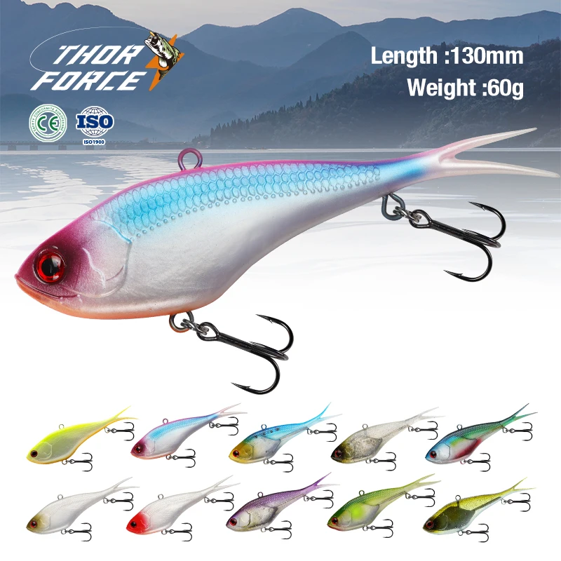 THORFORCE 130MM 60G Soft Plastic Fishing Lures Sinking Silicone VIB Sinking Crankbaits Spinner Bass  Swimbait  Artificial Bait