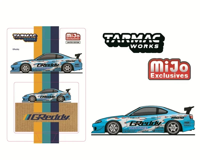 **Pre-Order** Tarmac Works x Mijo 1:64 VERTEX Silvia S15 GReddy Blue Diecast Model Car