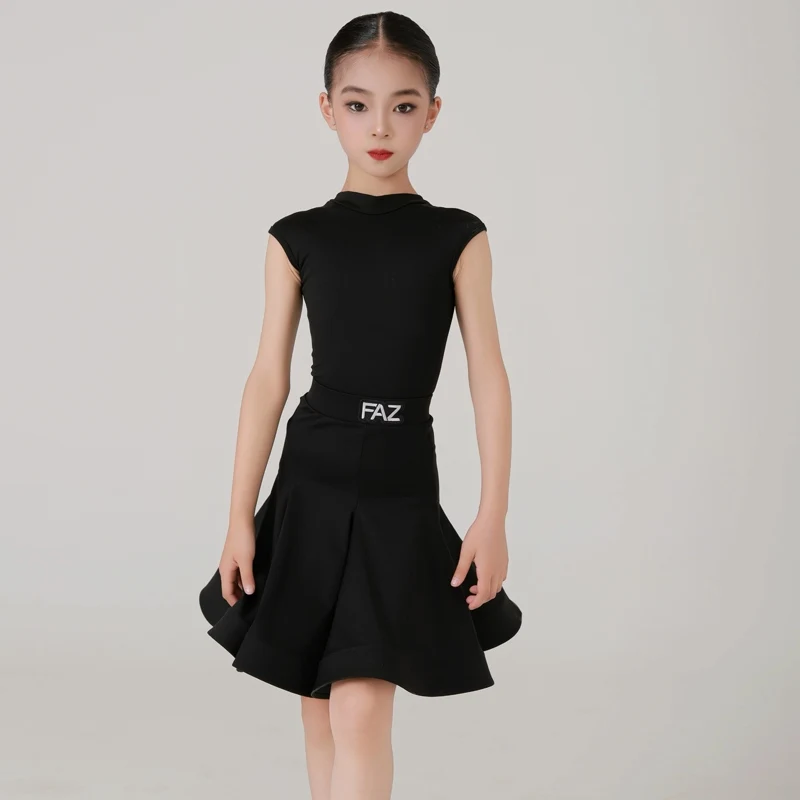 

2025 Children's Latin Dance Costume Short Sleeve Professional Competition Suit for Girls Tango Samba Stage Performance Wear