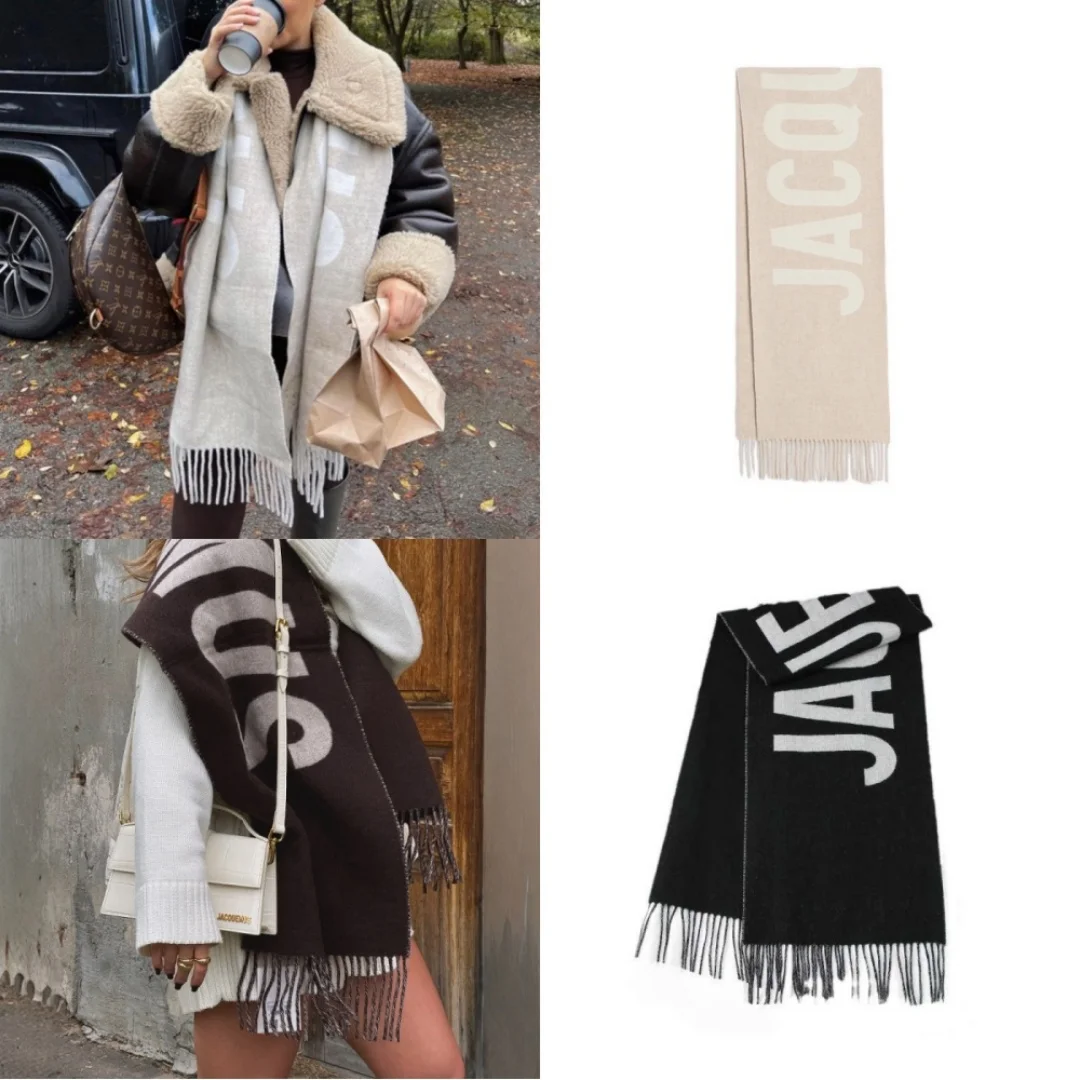 New Luxury 100% Wool Scarf Men Women Monogram Exquisite Cashmere Pashmina Scarf Shawl Winter Warm Neck Scarf Brand Direct Sales