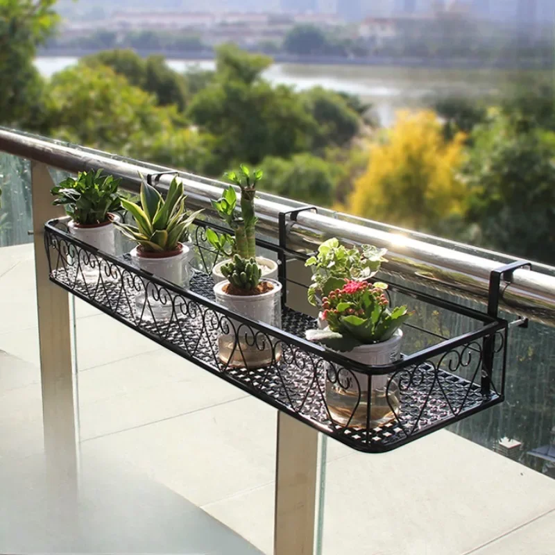 Flower Rack Storage Balcony Hanging Guardrail Window Flower Pot Rack Iron Flower Stand Plant Shelving Подставка Под Цветы 선반 진열장