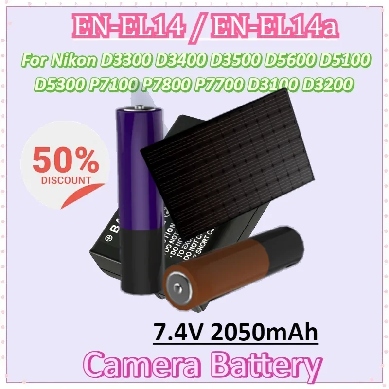 

EN-EL14 EN-EL14a 7.4V 2050mAh Camera Battery for Nikon D3300 D3400 D3500 D5600 D5100 D5300 P7100 P7800 P7700 D3100 D3200
