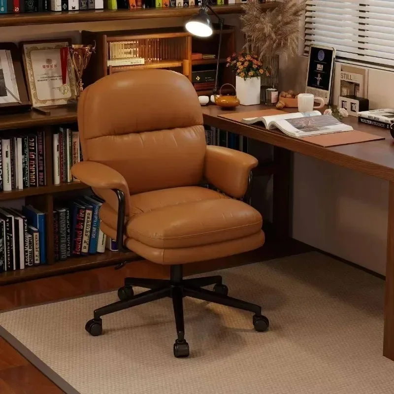 Computer chair comfortable sedentary bedroom retro bread chair reclining study leisure chair business soft chair office chair