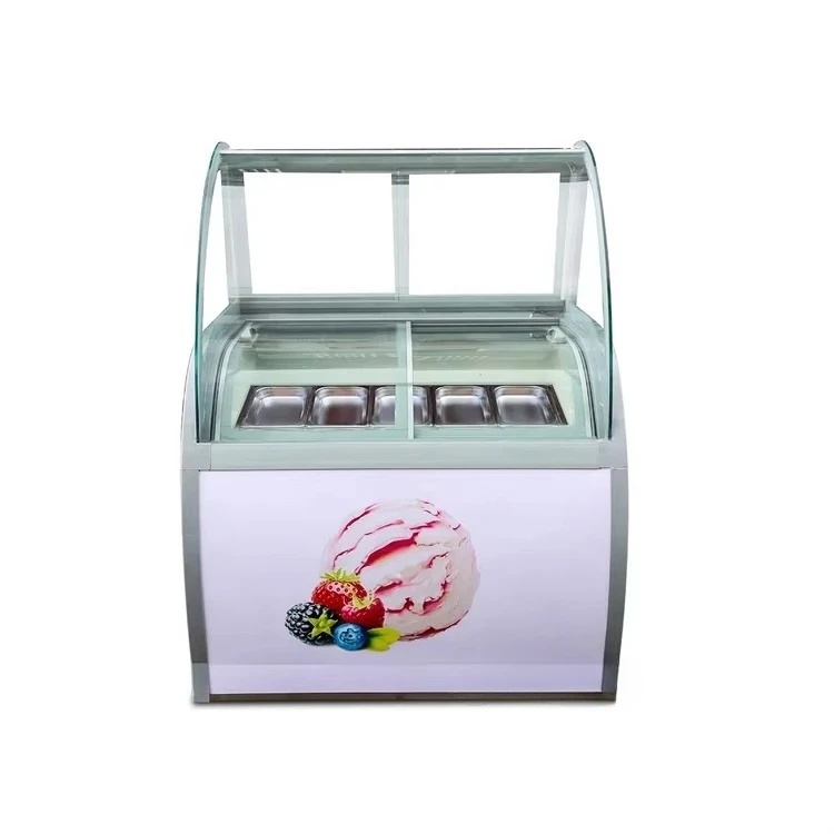 Single-Temperature Open-Door LED Light Pastry Cooler Showcase Double Door LED ICE Cream Display Cabinet Chiller Air 220V
