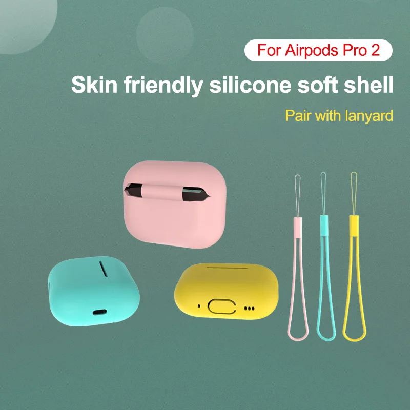 Case For Apple Airpods Pro 2 Generation Soft Silicone Skin Earphone Cover For Airpods Pro 2 3 Gen Air Pod pro2 Case with Lanyard