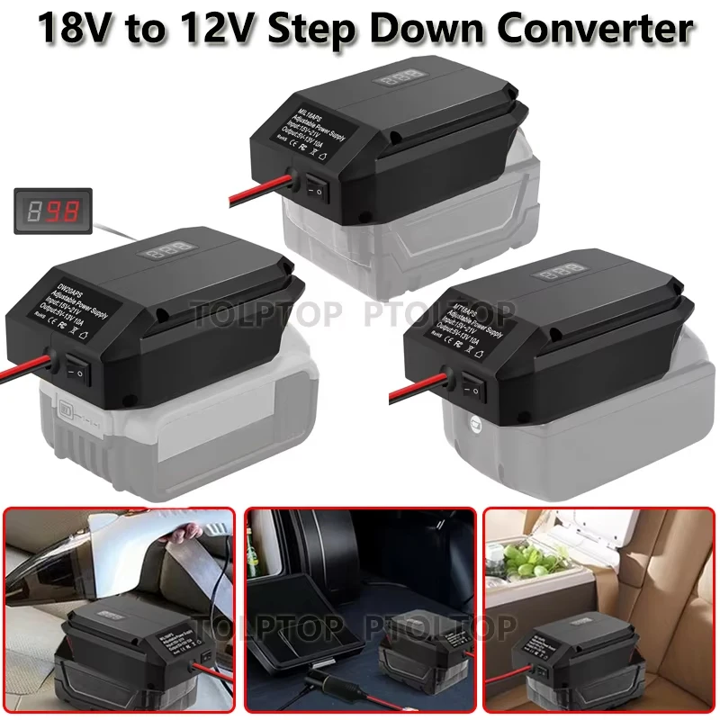 

NEW 18Vto 12V Step Down Converter for Makita/Dewalt/Milwaukee/Bosch 18V Battery Cigarette Lighter Adapter Voltage Reducer Buck