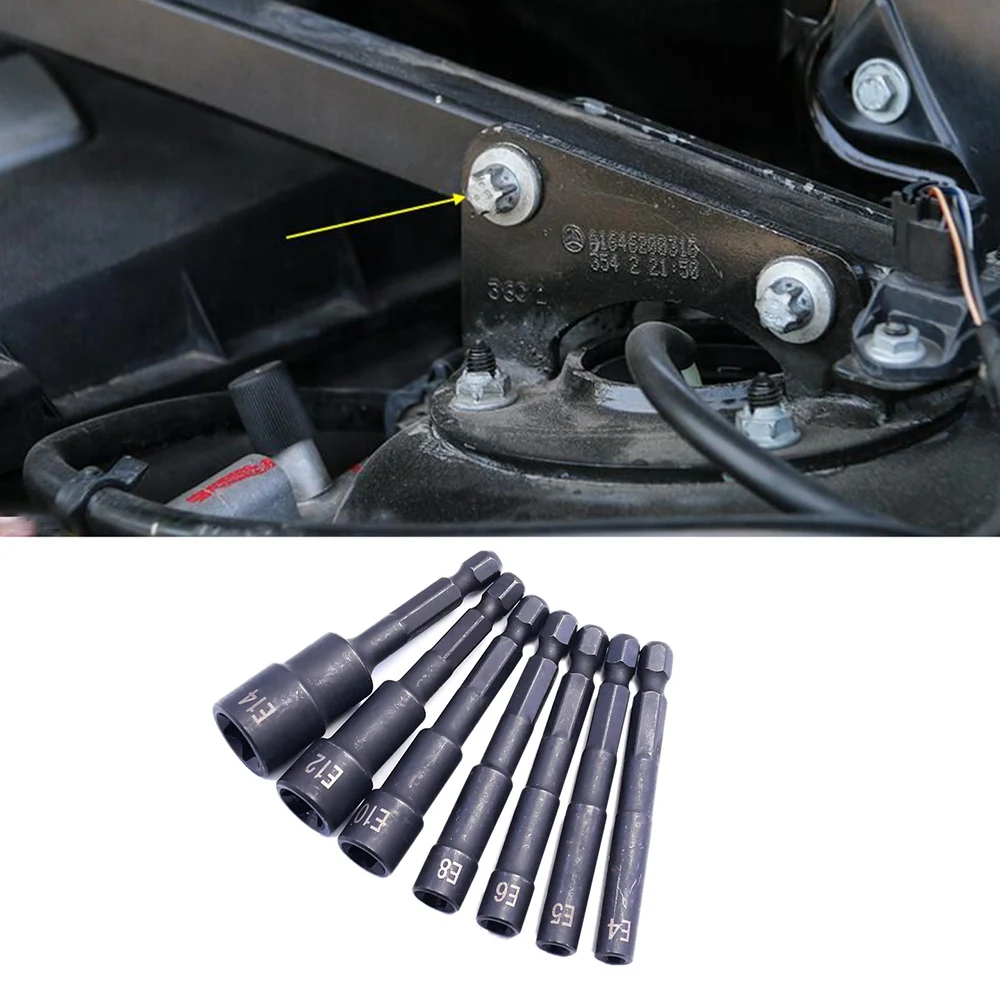 1/4 Inch Torx Star Socket Set Femal E Type Sockets Wrench Head For Drill Or Cordless Screwdriver-A74F
