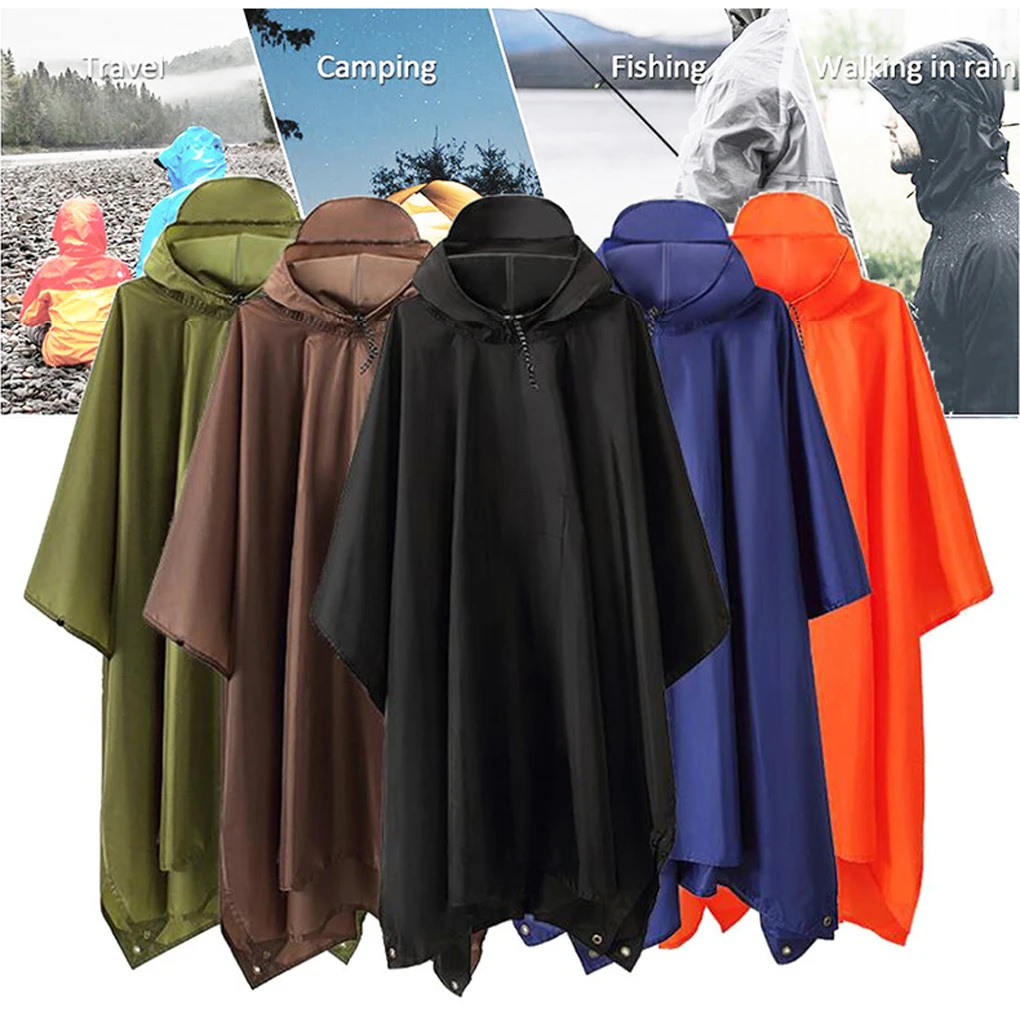 Poncho de chuva com capuz e bo - Camping Rain Poncho avaliação e preço