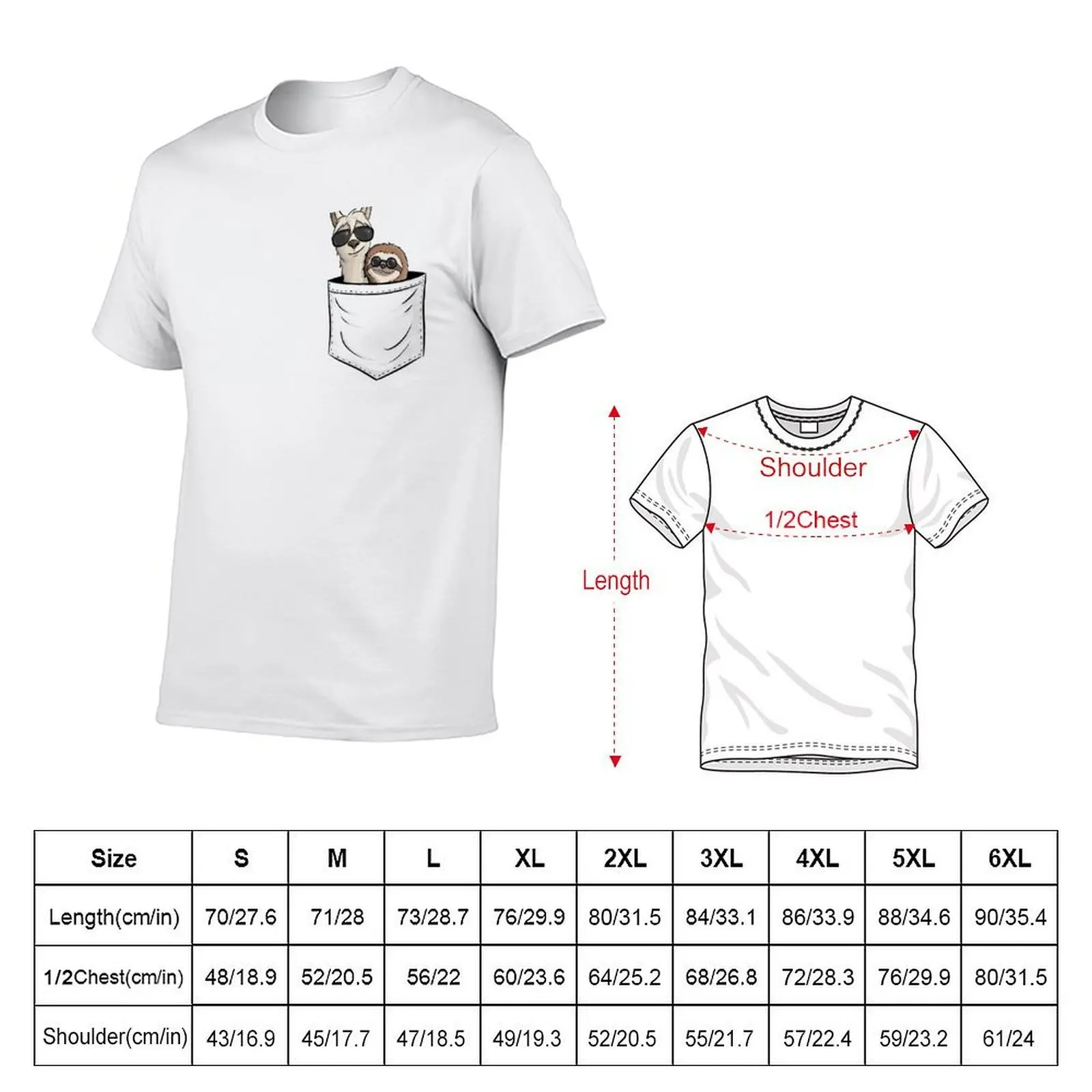 Hipster Llama & Sloth With Sunglasses | Animal In Pocket T-Shirt Funny t-shirts fashion shirts funny t shirts men