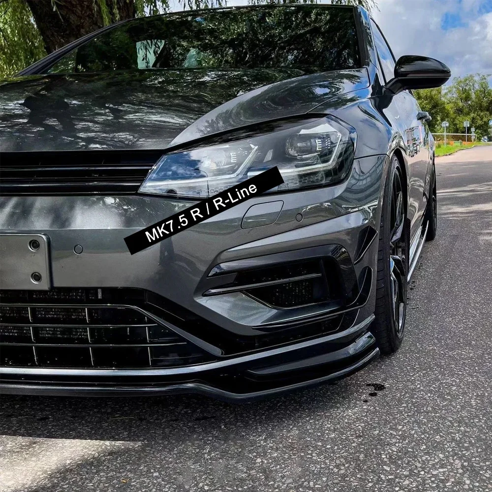 Modification Lip Wind Blade Surrounded by the Front Bar Black For Volkswagen Golf 7.5 GTI GTD R R-line 2017-2020 Gloss Black