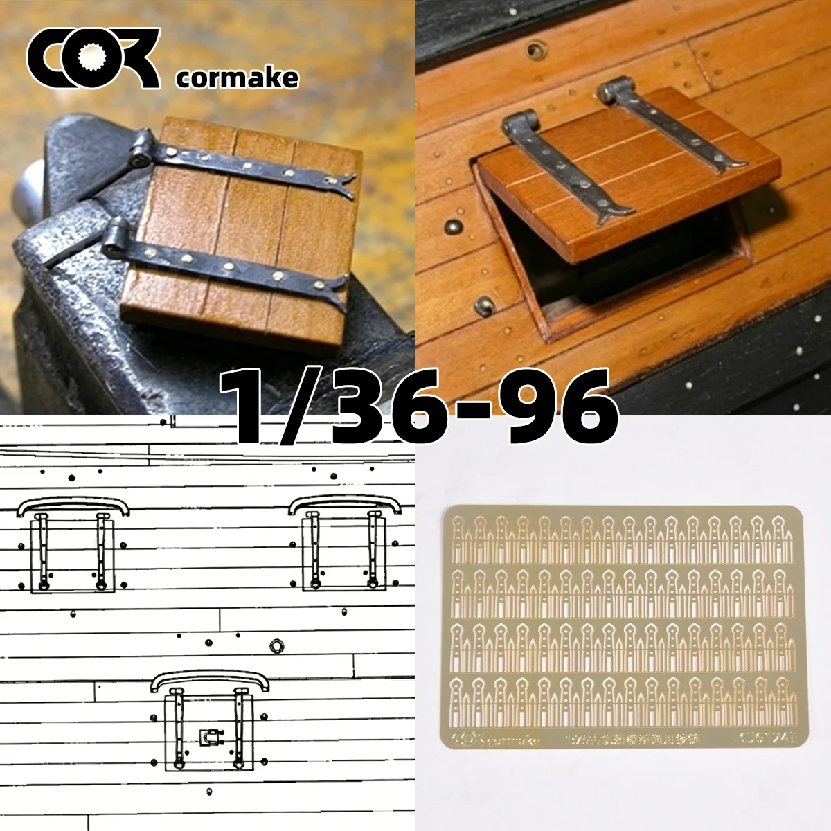 Image of Photo Eatch PE Miniatur-Metallscharniere für Kanonenkomponenten, Upgrade-Teile für Kanonenmodelle an historischen Kriegsschiffen im Maßstab 1/36-96
