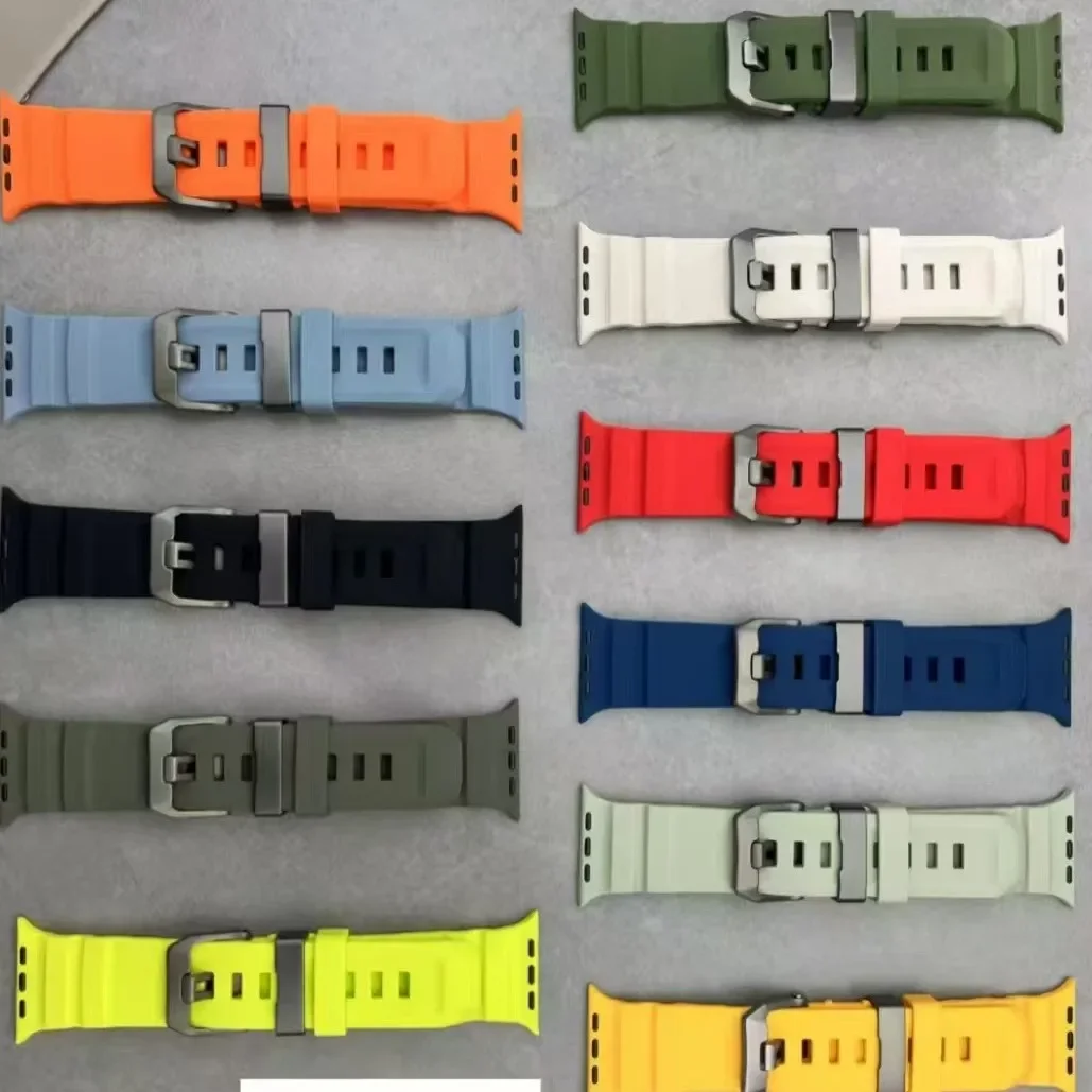 Trail Silicone Strap for Apple Watch Ultra 2 49mm Band Series 10 9 8 7 46mm 45mm Sport Breathable Bracelet iWatch 6 5 4 SE 44mm